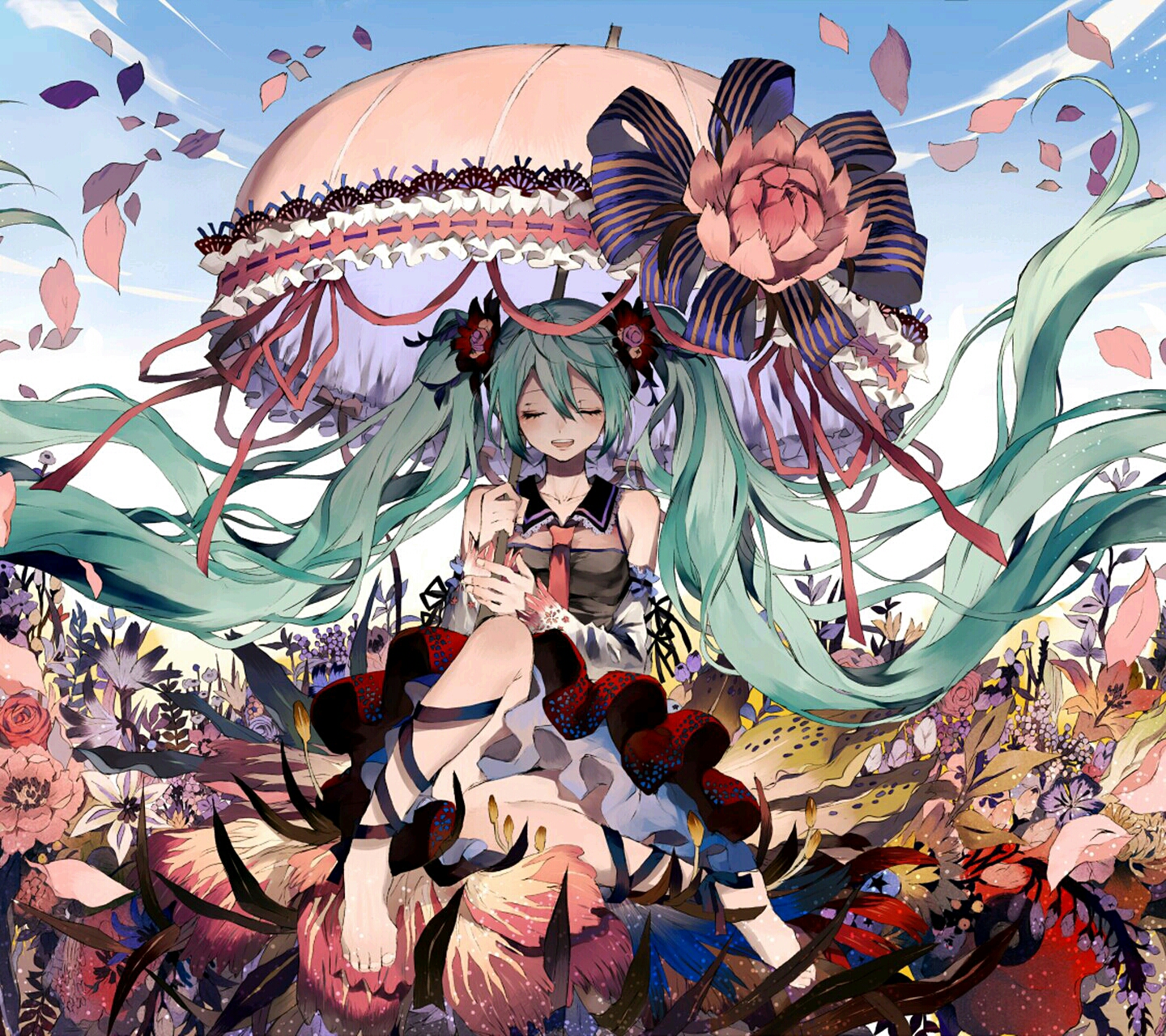 初音未来 p站 二次元 动漫 插画 壁纸 唯美 意境 少女 校服