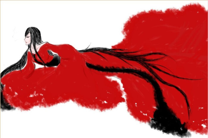 红衣古风美人