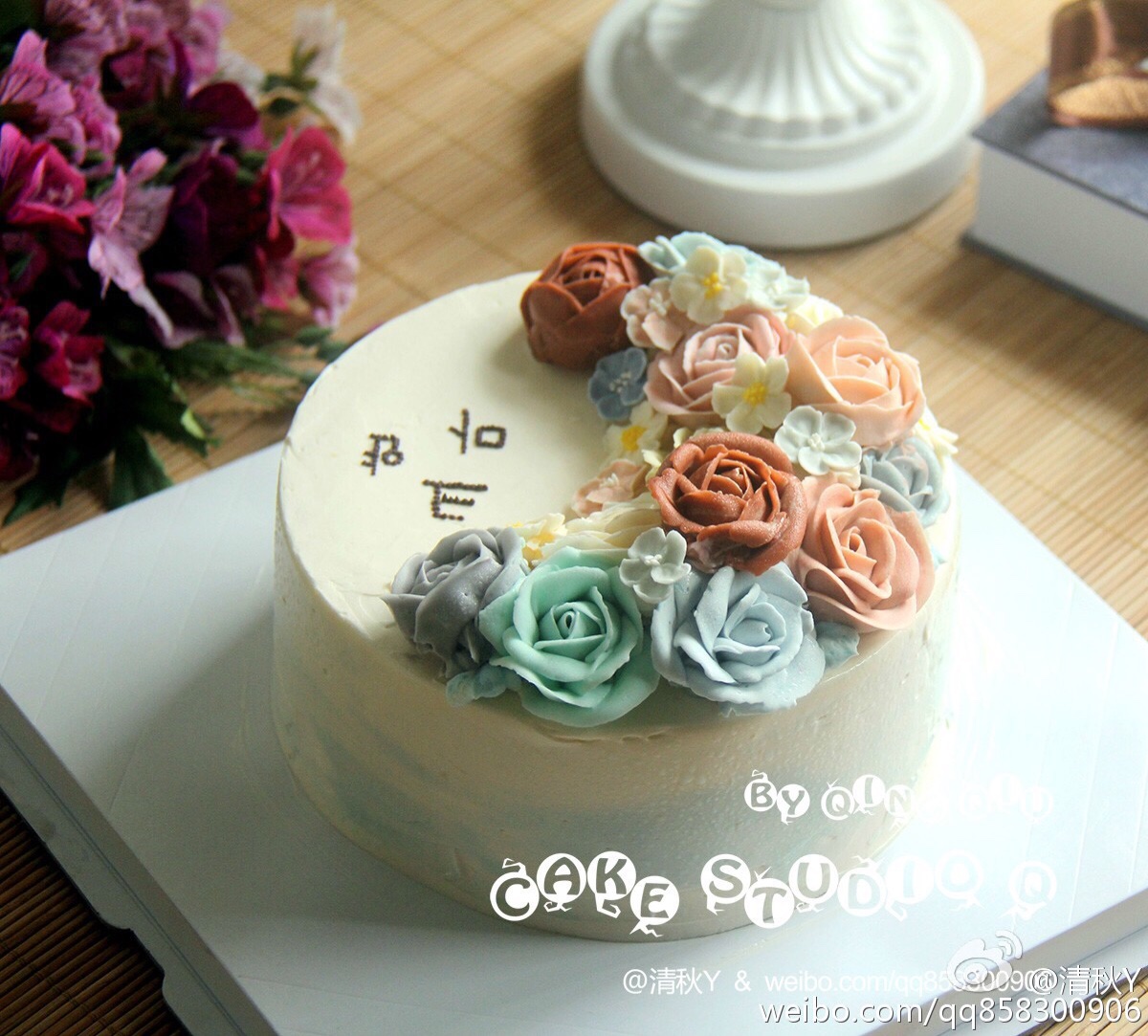 韩式裱花蛋糕,零基础美女的作品