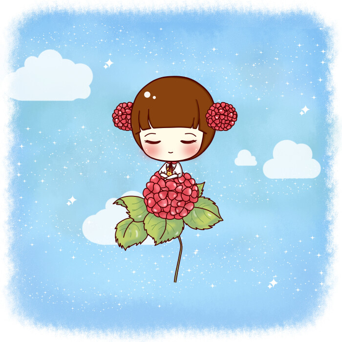 花花,滋滋,可爱,壁纸,头像,插画,手绘,q版,花儿
