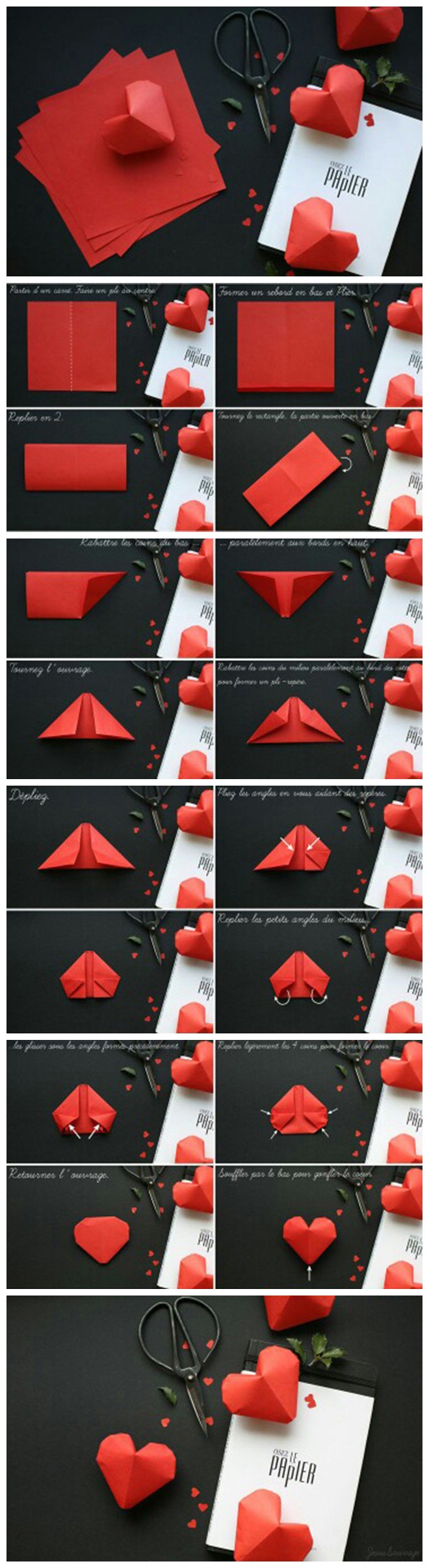折纸教程get√:立体爱心 纸艺 手工 diy 折纸 心型.520那天送给ta.