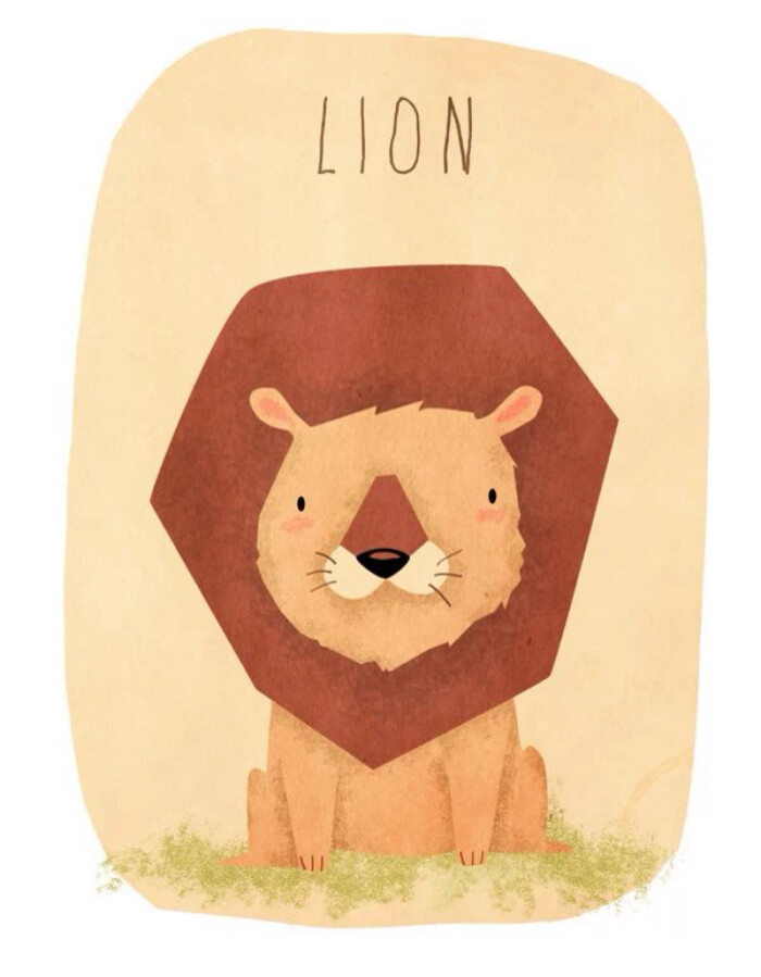 lion 狮子 可爱 插画 壁纸