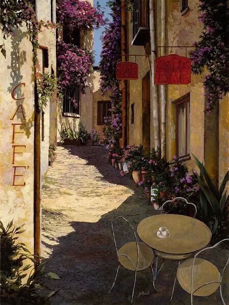 【午后的阳光,熟悉的街道】--guido borelli 欧洲风景油画