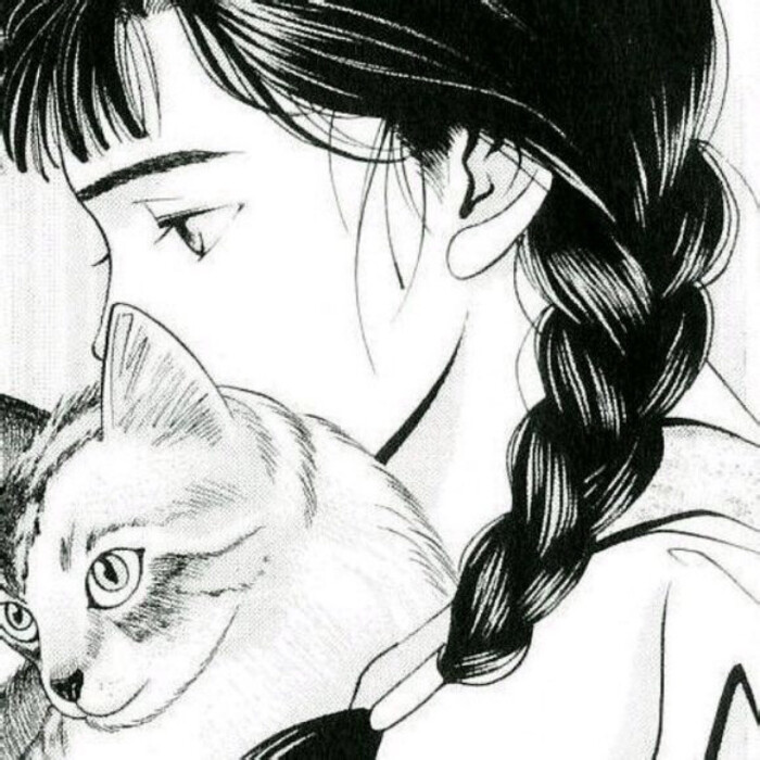 漫头 手绘 头像 动漫少女和猫〔整理:dasiy〕