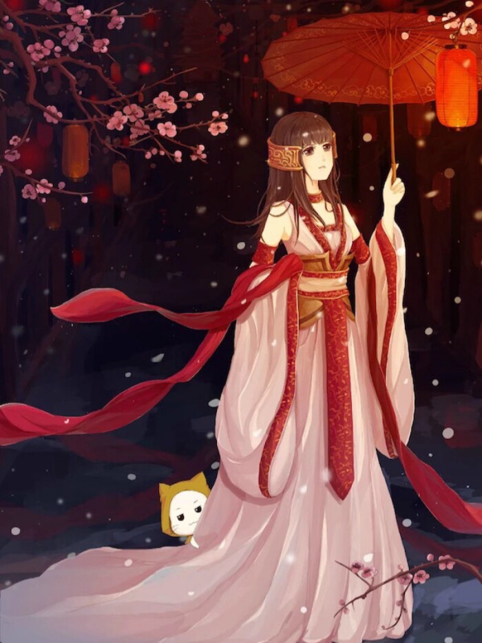 古风插画之执伞梦雨烟痕