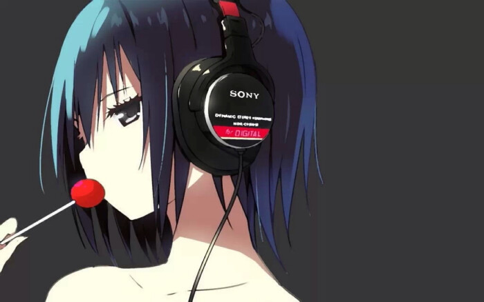 带着索尼耳机的二次元少女