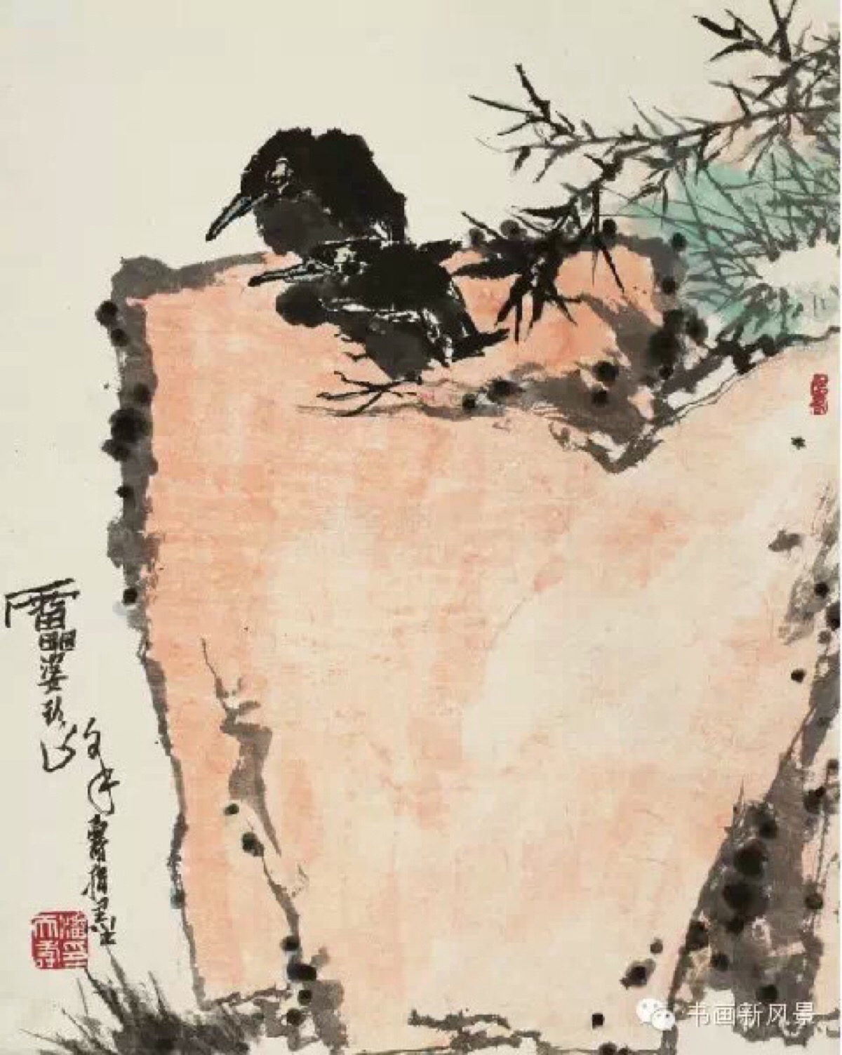 潘天寿《竹石栖禽图》(2011年4月上海恒利,1322.5万元)是指墨画作品.