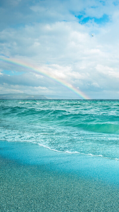 唯美 浪漫 海边 彩虹 景色 壁纸