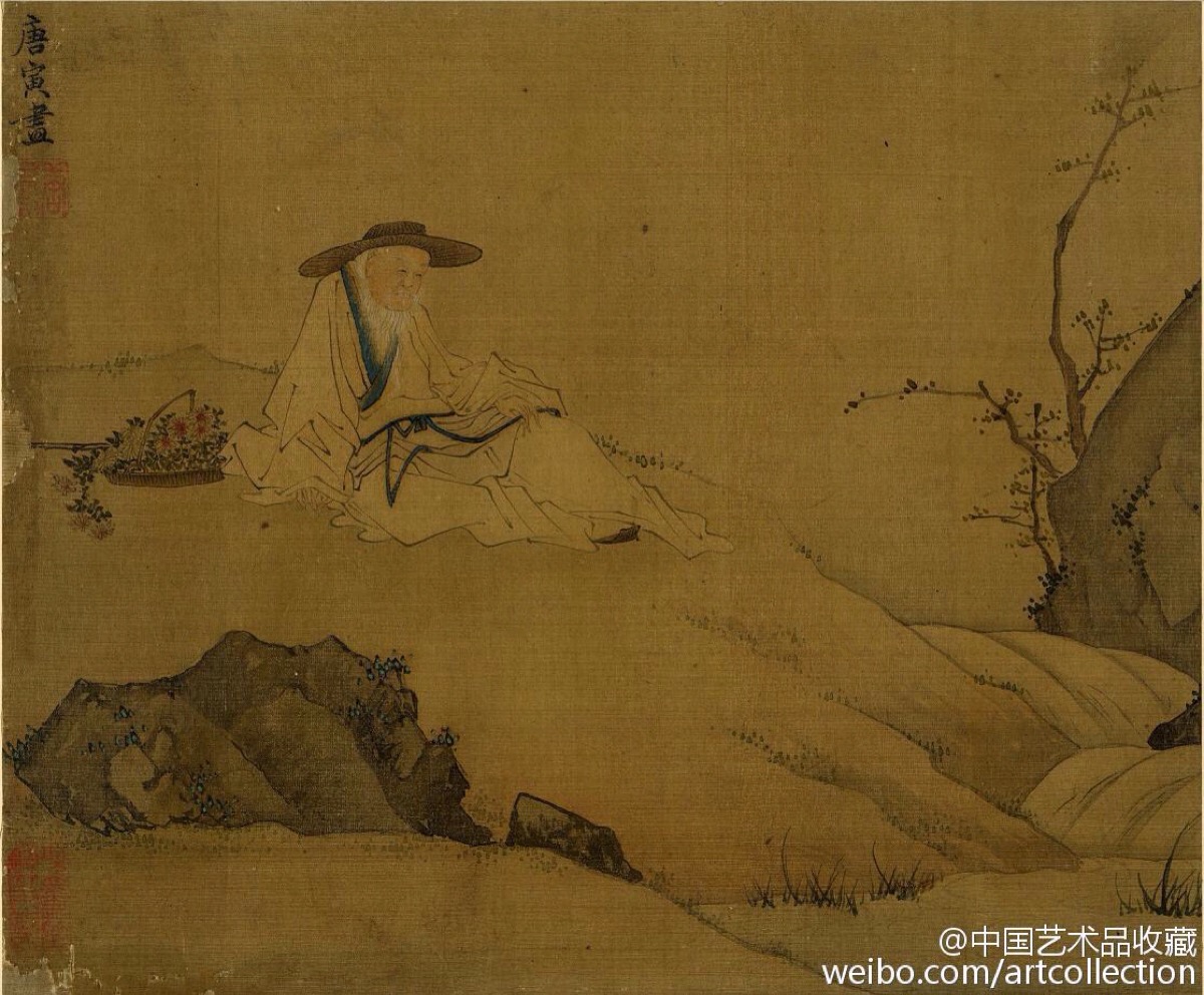 【明 唐寅《画像系列】册页,绢本设色,35×35cm×8,大不列颠博物