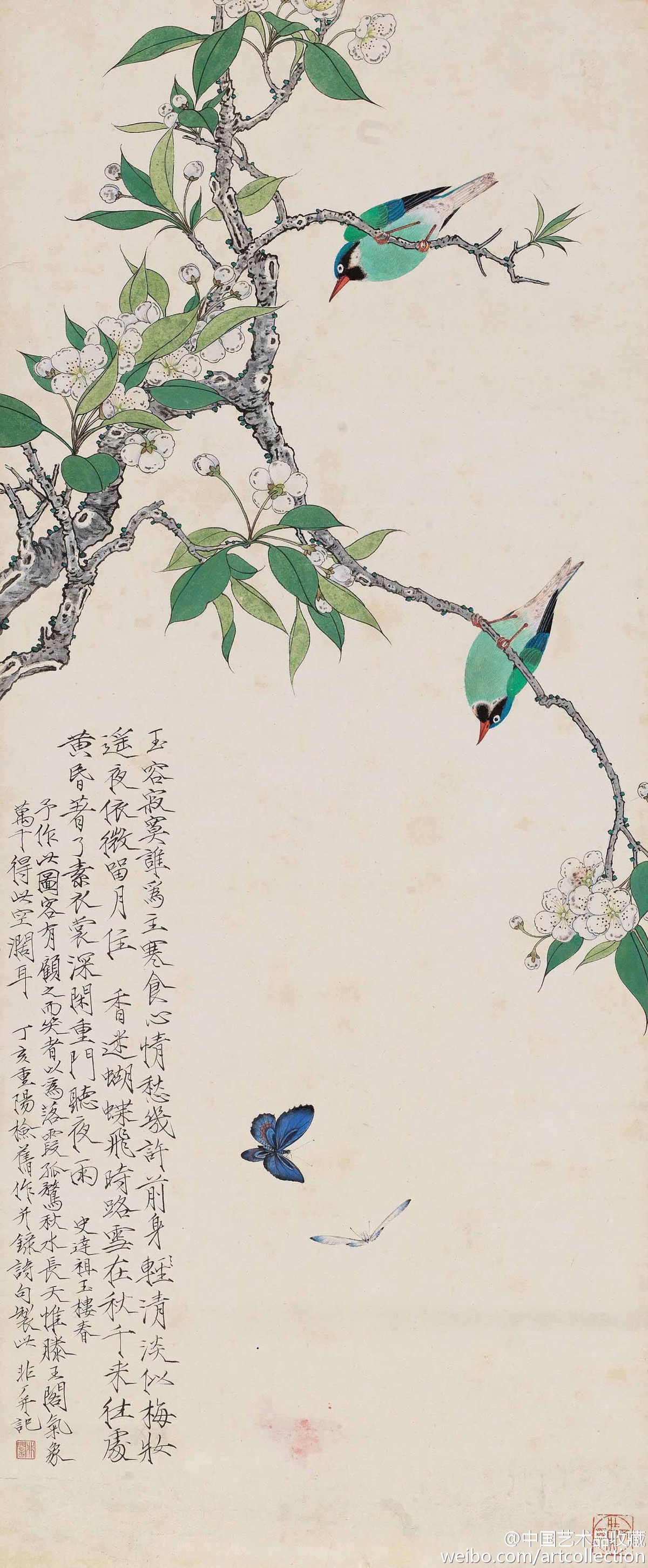 【 于非暗 《花鸟图》 】于非暗是20世纪北方工笔花鸟画的杰出代表,其