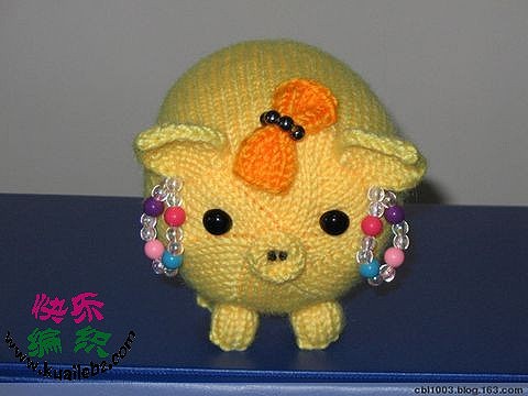 毛线小猪的编织方法,手工编织花样图案图解,玩偶玩具图案图解,快乐