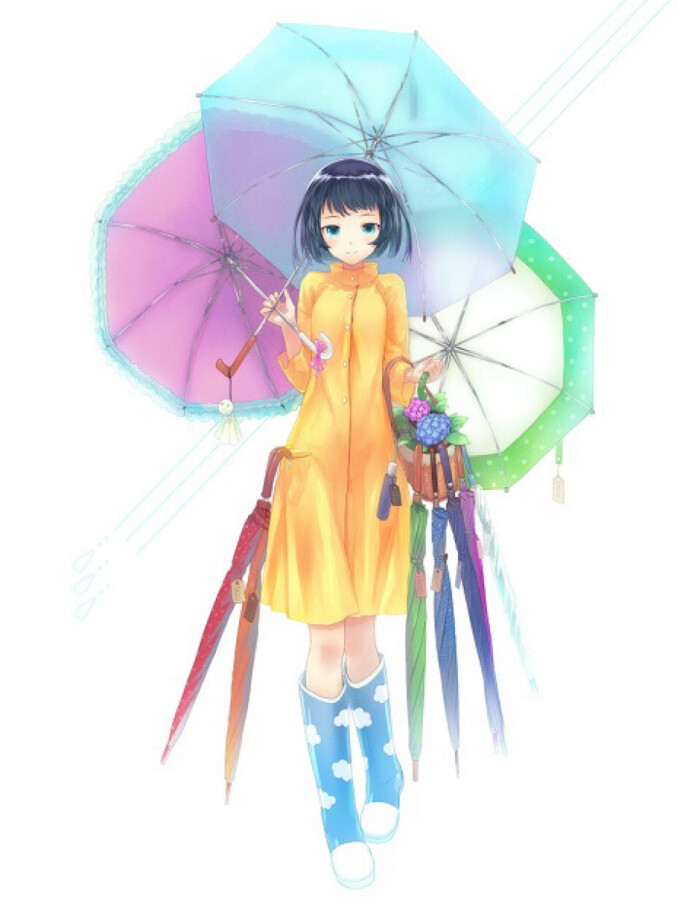 p站特辑 雨伞 下雨 2次元 美少女 壁纸 插画 头像 动漫