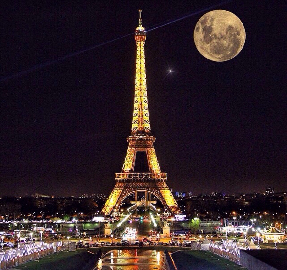 巴黎铁塔的夜晚,灯光