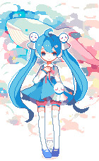 (像素绘画)初音未来 动漫美少女 壁纸 插画 封面 美图 v家 p站 板绘