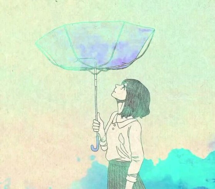 情侣头像/女/伞/短发女孩/渲染 :d喜欢就好