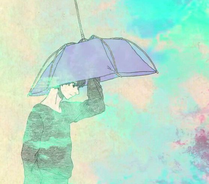 情侣头像/男/伞/文艺/水彩 :d喜欢就好
