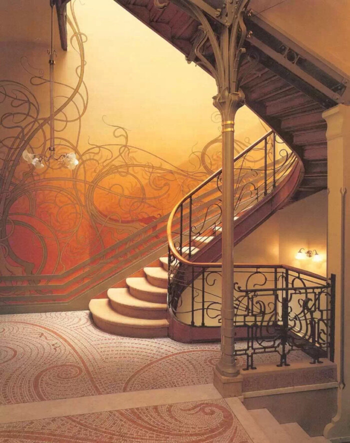 维克多·霍塔(victor horta)1894年的tassel hotel室内设计 在新艺术