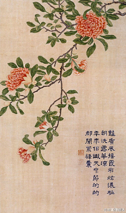 石榴及石榴花作为祝福多子,富贵的吉祥图案,被广泛运用在绘画,器物