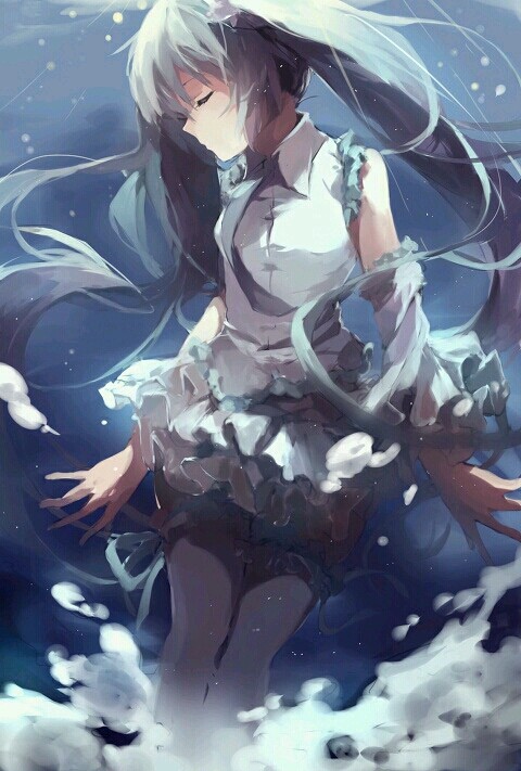 二次元 插画 动漫 壁纸 唯美 美图 可爱 深海 水 沉落 情侣 爱 色彩