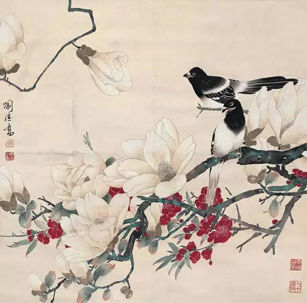 花鸟画中的画法中有"工笔","写意","兼工带写"三种.