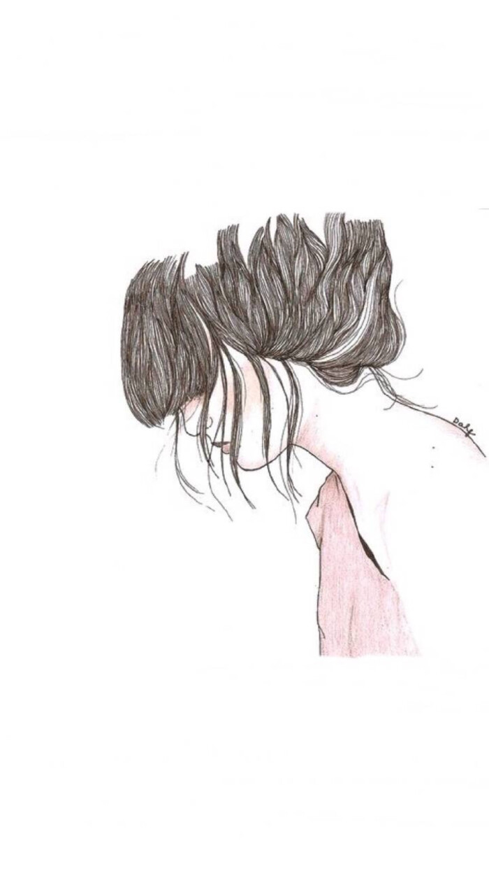 人物侧脸 唯美 插画 白色 清爽 简洁 手绘 平铺 壁纸