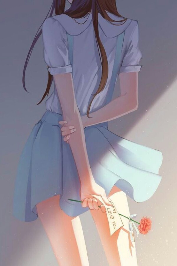 女生背影 插画 壁纸 女生头像 二次元 唯美 锁屏 p站