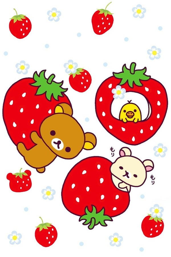 轻松熊 草莓 萌萌的手机壁纸