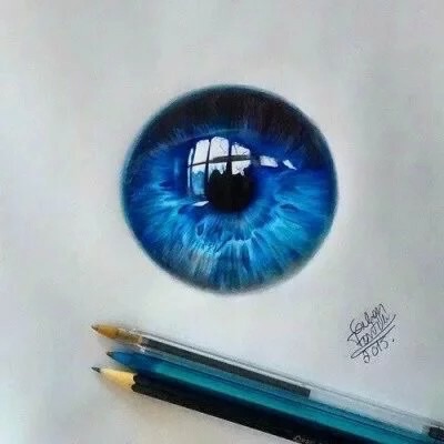 眼球 美眼 琉璃瞳 手绘 彩铅 蓝色【嗷喜欢这个系列的,美腻了.】