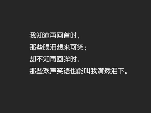 那些眼泪想来可笑;却不知再回眸时,那些欢声笑语也能叫我潸然泪下