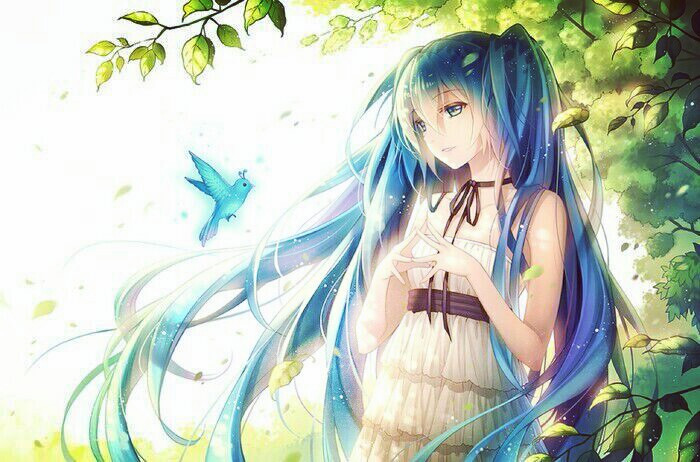 初音未来 miku 双马尾 侧面 树荫 意境