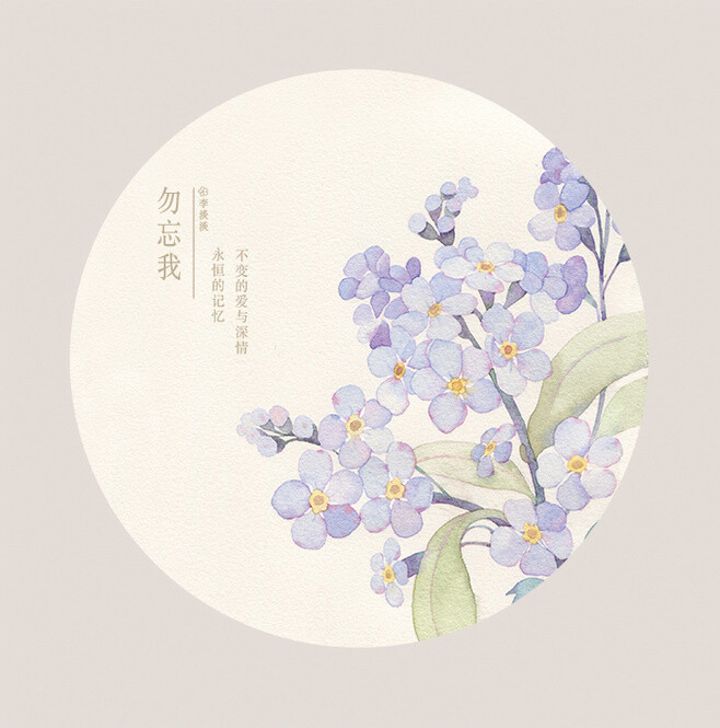 水彩,勿忘我,花卉