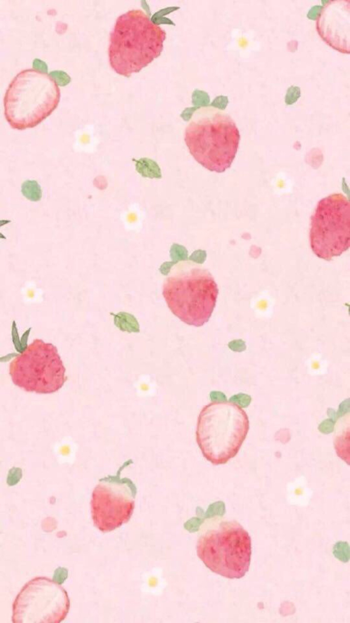粉色少女心 草莓 可爱 平铺 锁屏 壁纸