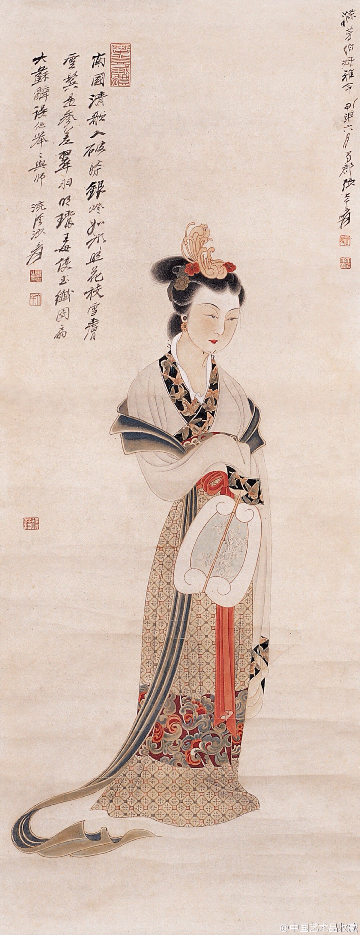 他笔下的仕女既有古代仕女画的遗风,又有着时代气息,姿态风韵,颇有