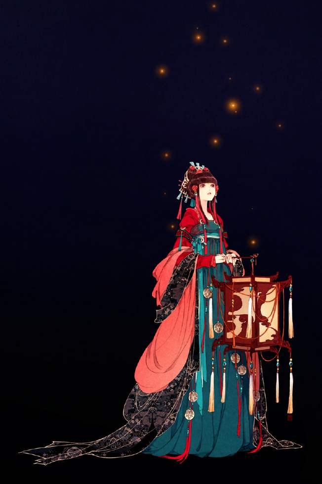 古风 手绘 插画 锁屏 壁纸 江山 美人 伊吹五月 伊吹鸡腿子我爱你 猫