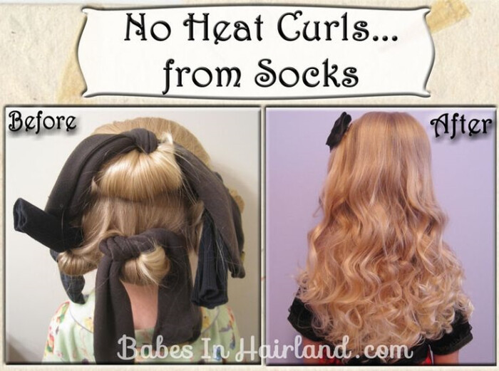 diy卷发 袜子卷发 socks curls