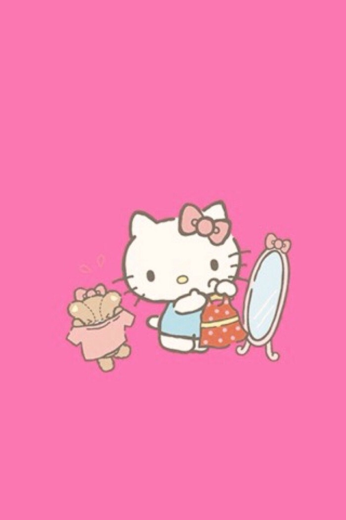 手机高清锁屏壁纸 可爱kitty纯色粉色壁纸 套图