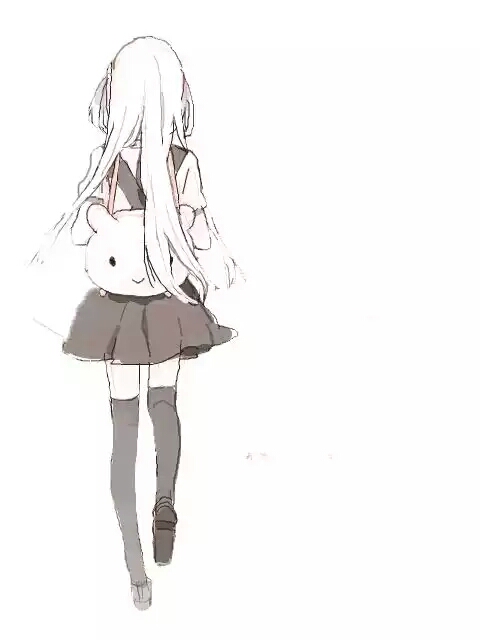 黑白 少女 背影 动漫 头像
