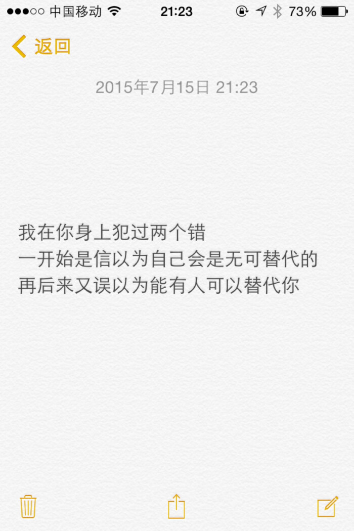 我在你身上犯过两个错 一开始是信以为自己会是无可替代的 再后来又误