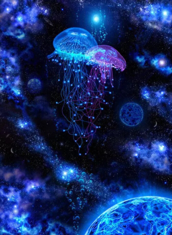 双生 美丽 水母 海底 生物 可爱