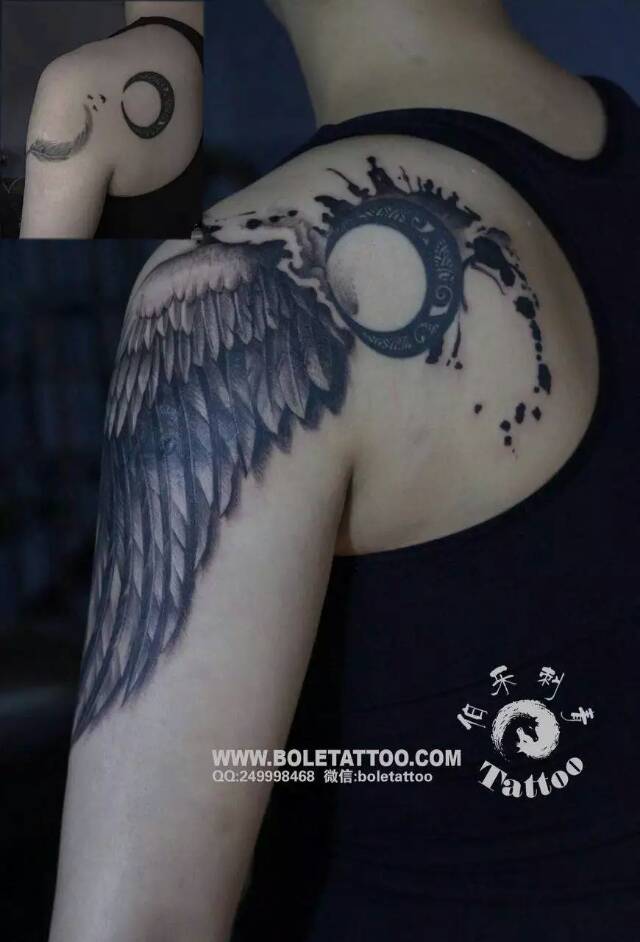 月亮翅膀纹身##刺青##上海纹身##上海伯乐刺青##tattoo##修改遮盖