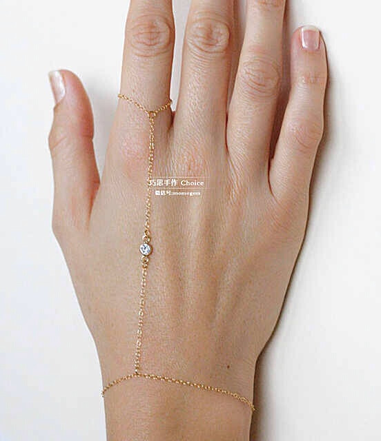 欧美流行设计14k包金链条戒指链体手链 不掉…