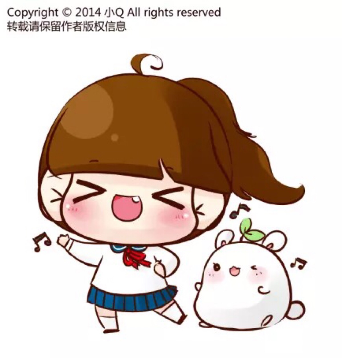 萌小q 二次元 卡通 插画 美图 唯美 图片 素描 素材 少女