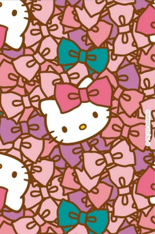 kitty手机壁纸高清粉色,kitty高清手机壁纸 hellokitty与蝴蝶结 粉色平铺壁纸 锁屏壁纸