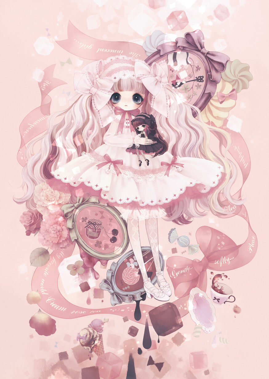 萌妹子 大眼睛 插画 二次元 软 人设 美少女