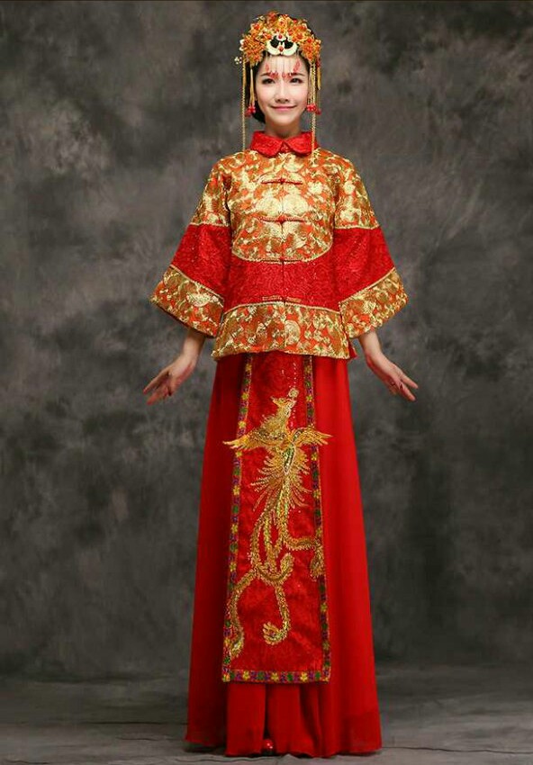 中国红 复古中式结婚礼服 红色秀禾服 古装 新娘嫁衣 敬酒服 !