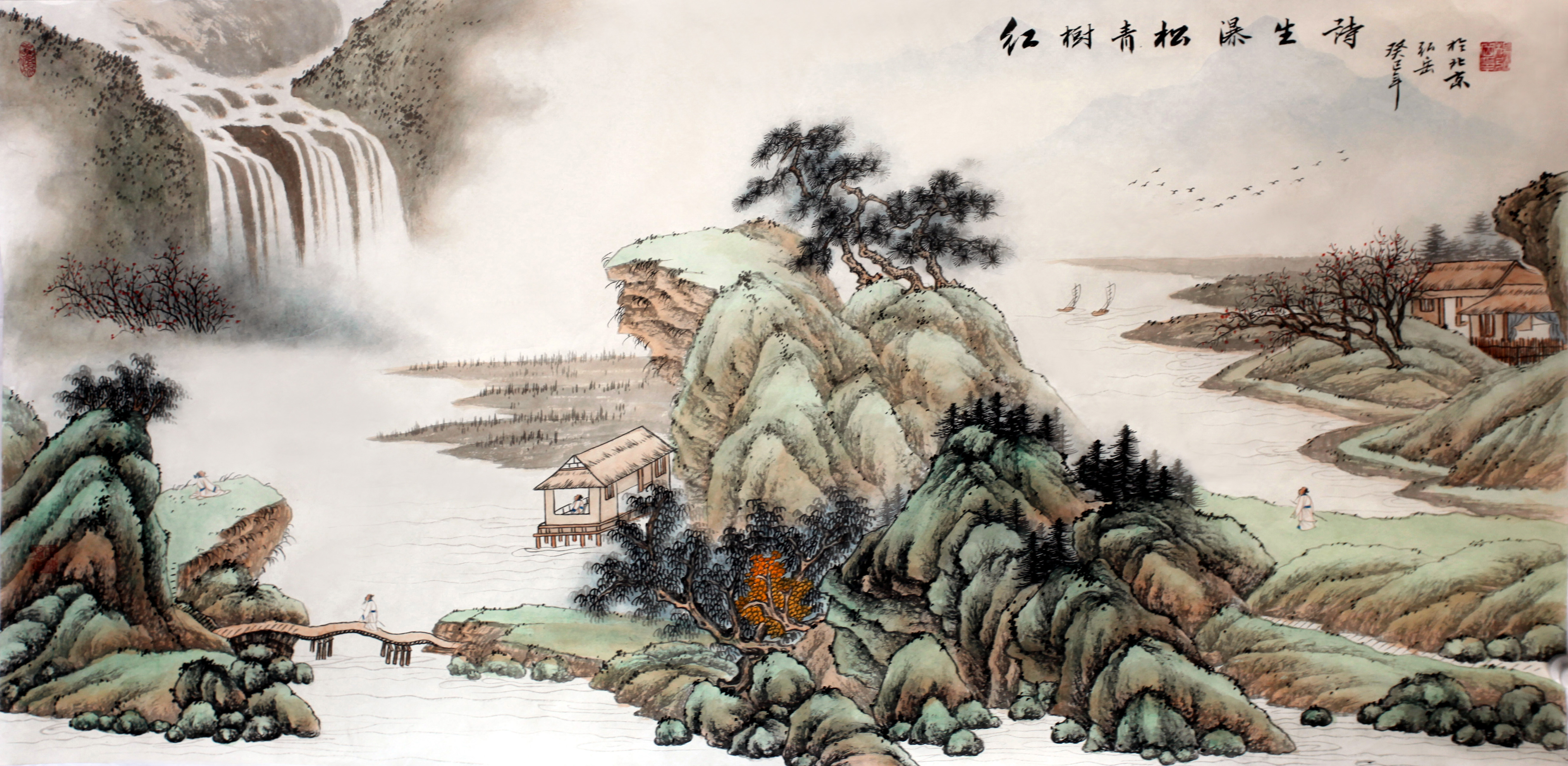中国画中,我们可以集中体味中国画的意境,格调,气韵和色调,山水画5250