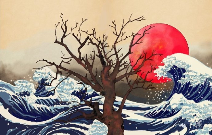 海水 沧浪 海浪 日本浮世绘 海啸 自然灾害 手绘