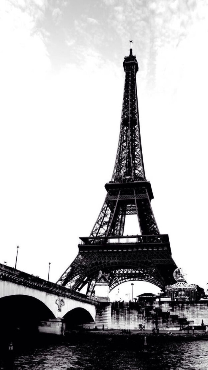 黑白 埃菲尔铁塔 巴黎铁塔 法国巴黎 风景 壁纸 唯美壁纸 cr.