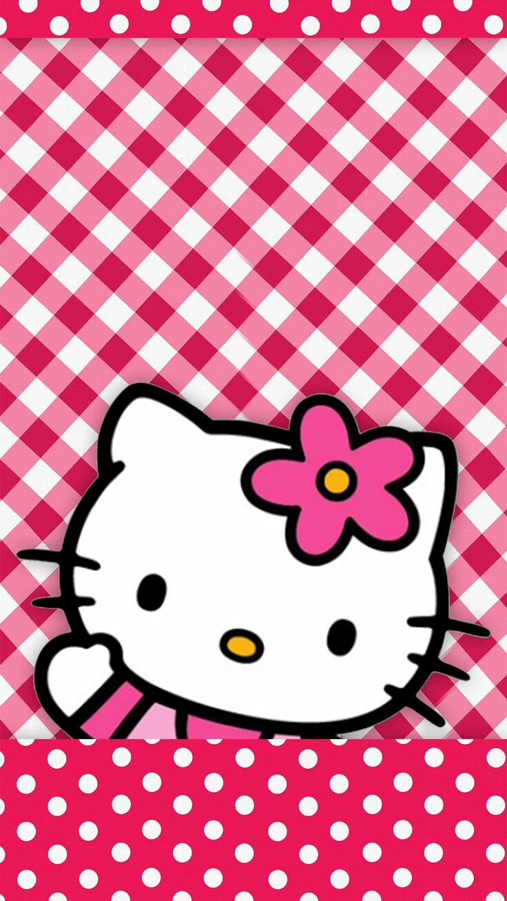 hellokitty与粉红格子 格子控 粉红控 锁屏壁纸 背景壁纸