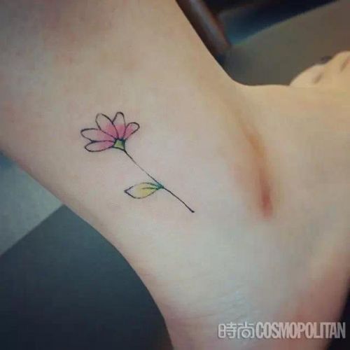 脚踝纹身小清新花朵纹身flower tattoo